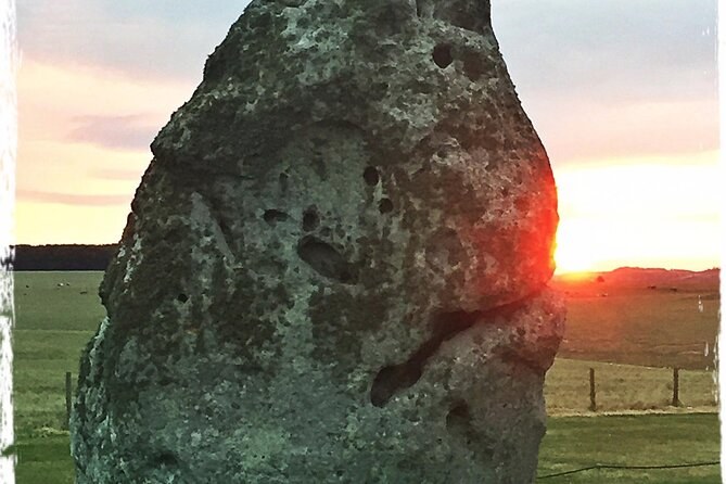 An Avebury sarsen lit by low evening sun