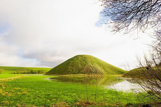 Silbury Hill, the largest artificial mound in Europe, seen from the A4