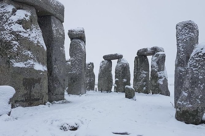 Stonehenge under snow on a winter morning