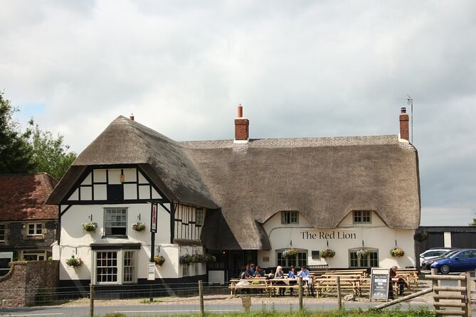 The Red Lion at Avebury, a thatched pub standing inside the stone circle