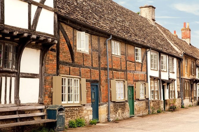 Timber-framed cottages on a street in Lacock